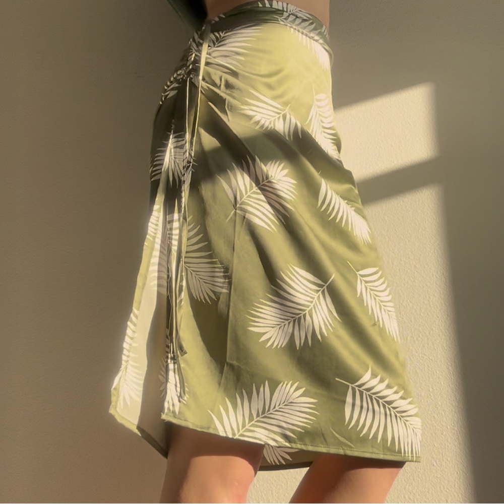 Tropical Green Wrap Skirt